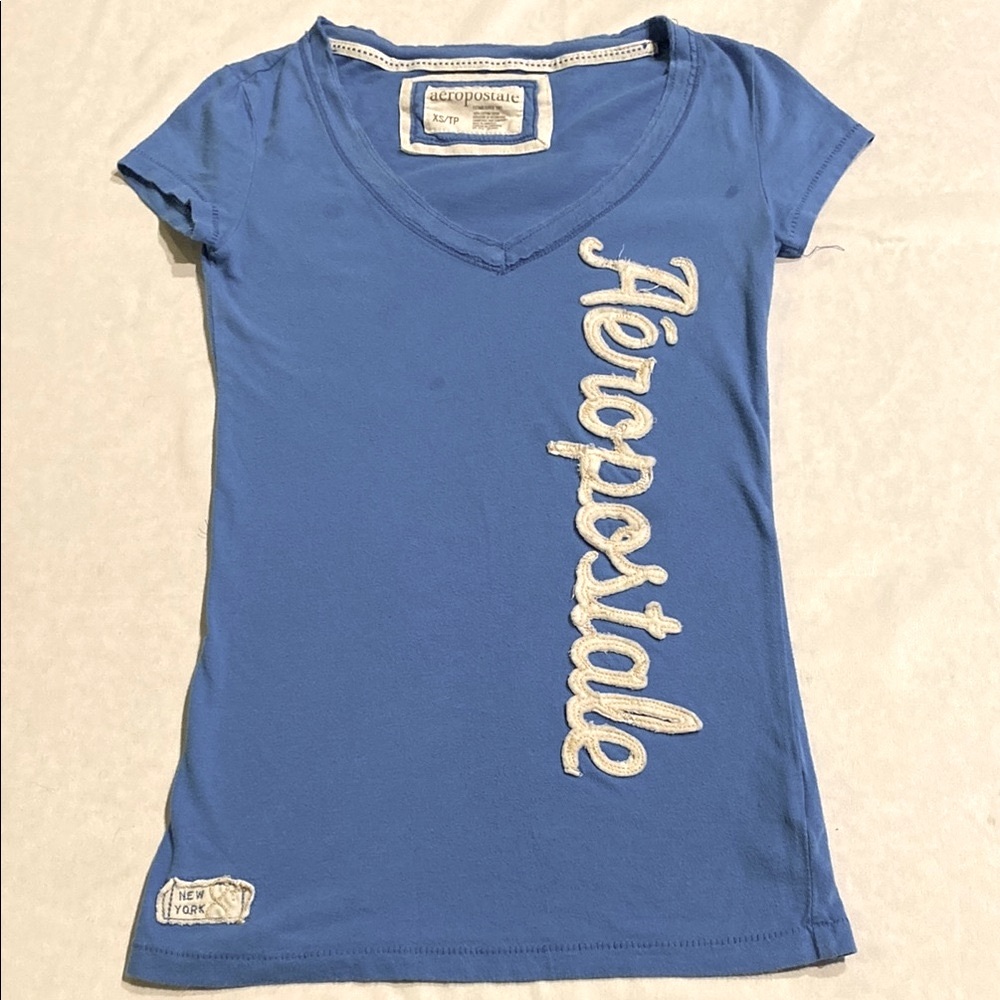 Aeropostale Blue Short Sleeve Tee V-Neck